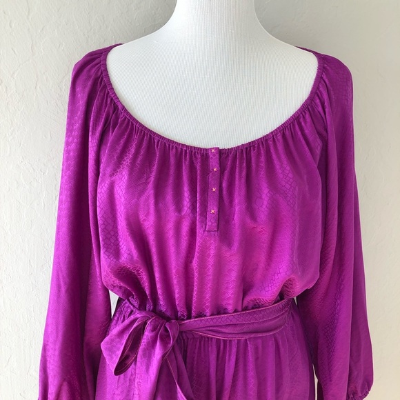 Rebecca Taylor Snakeskin Jacquard Silk Belted Dress - Picture 3 of 9